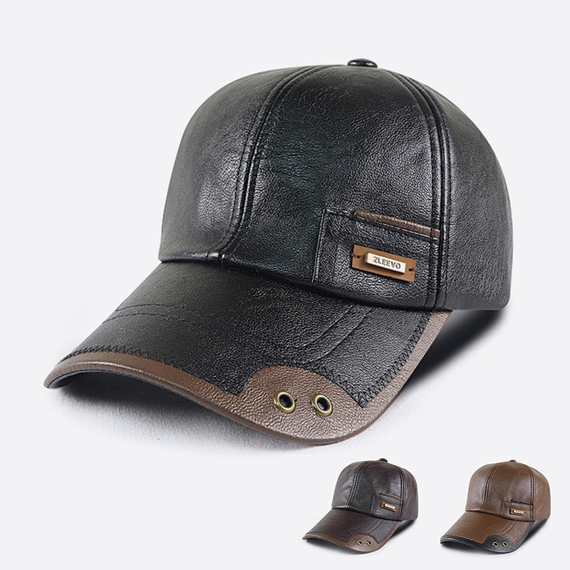 Baseball Cap Structured - Retro PU lederen baseballpet heren herfst