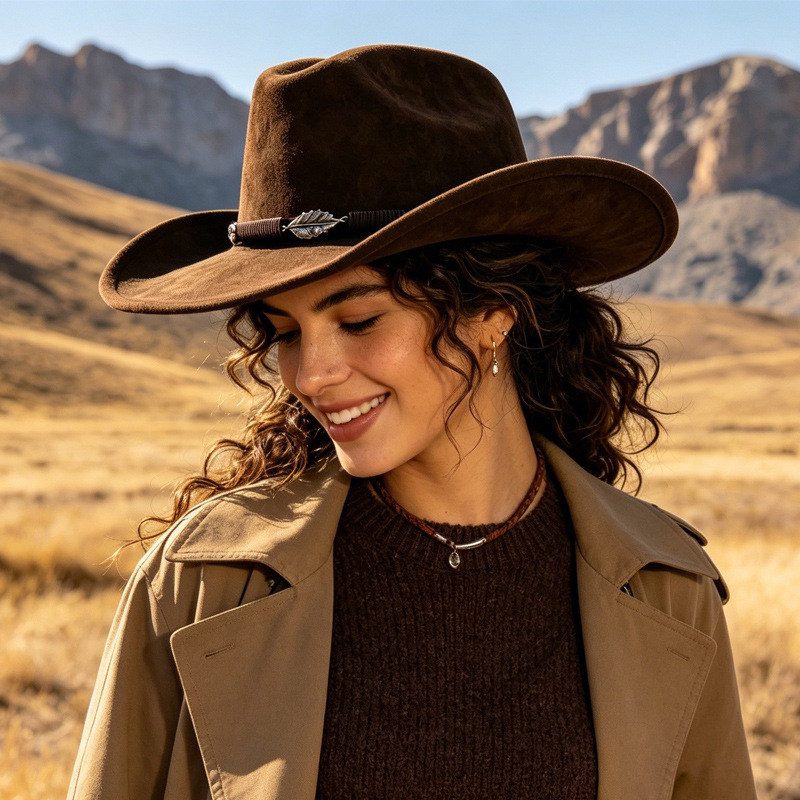 Fedora Hat Wool - Westelijke cowboy-stijl Panama wollen vilt hoed