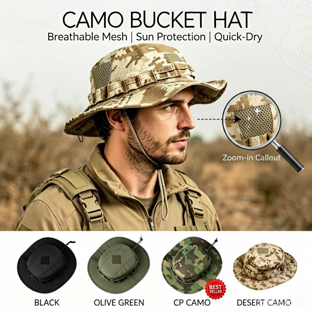 Boonie Hat Tactical - Tactische Boonie Hoed voor Heren, Zonnebescherming,