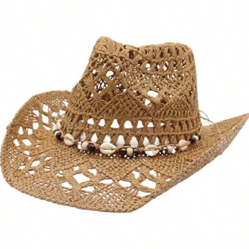 1pc Boho Shell Hollow Out Stro - Cowboy Hat Straw recensie en prijs